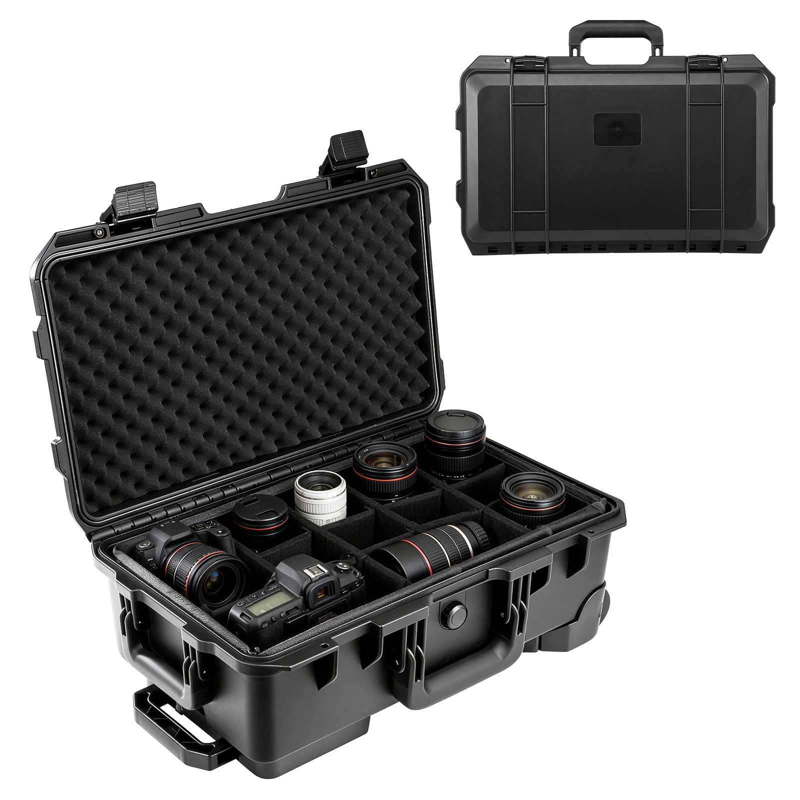 Drone Gimbal Mount - กระเป๋ากล้องแบบแข็งขนาดใหญ่สำหรับมืออาชีพ กันน้ำ กันกระแทก พร้อมที่จับแบบยืดหดได้และล้อเงียบ กระเป๋าใส่โดรน DSLR