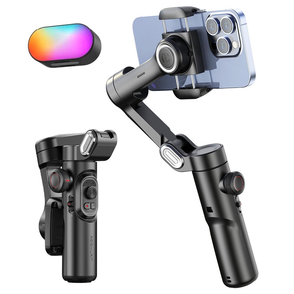 Drone Gimbal For Gopro - AOCHUAN 3-Axis Handheld Gimbal Stabilizer สําหรับสมาร์ทโฟนพร้อมเติมแสงสําหรับ